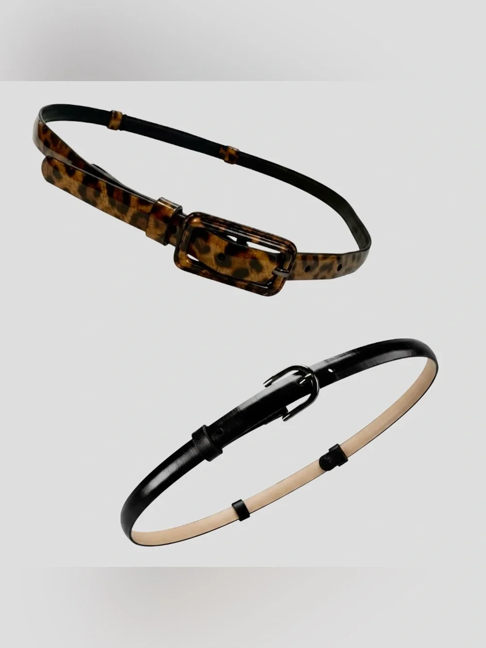 THE LIMITED Set Of Two Size Small Skinny Belts Leopard & Black